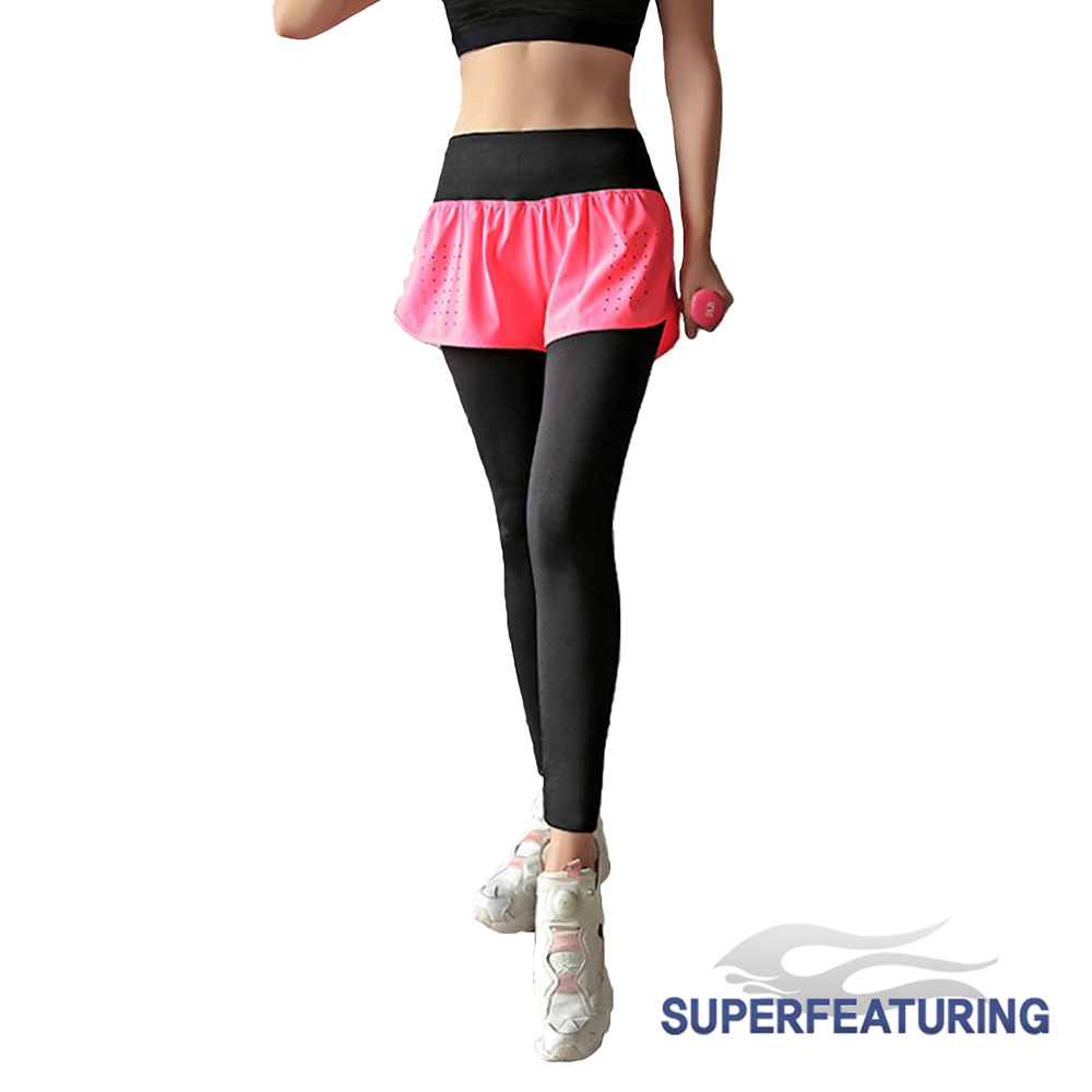 【SUPERFEATURING】WPD-10靓色彈性透氣假兩件緊身褲 (二色任選)