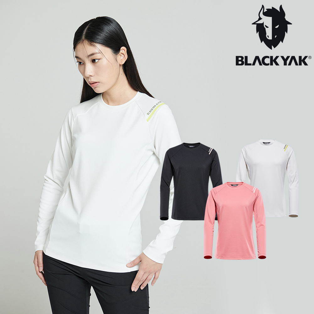 【BLACKYAK】女 CREW FIT長袖上衣(粉紅/象牙白/黑色)上衣 登山 機能服 運動服|BYAB2WC701