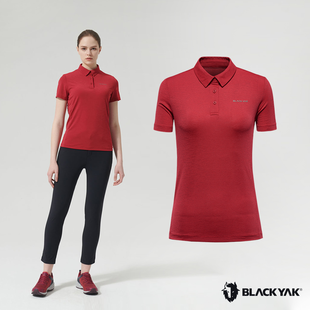 【BLACKYAK】女 COLD涼感短袖Polo衫[莓紅色韓國春夏 女上衣 短袖 Polo衫|BYJB1WC10103