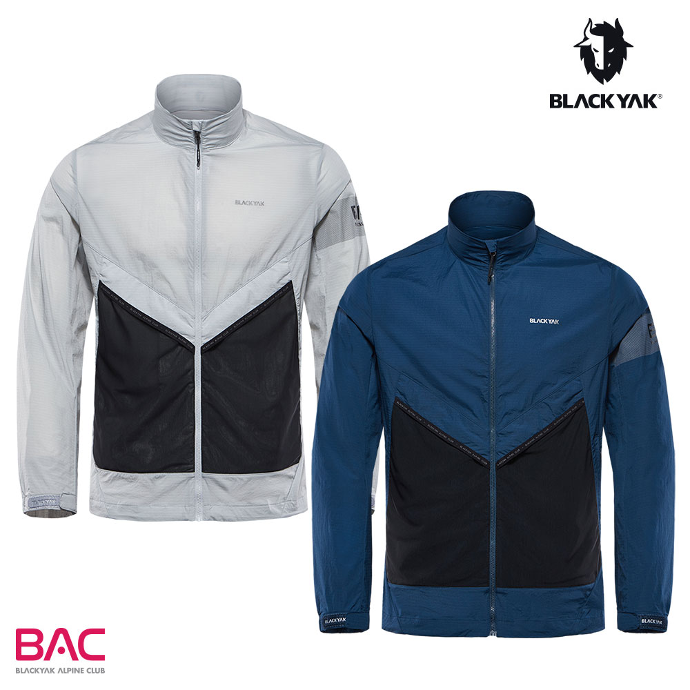 【BLACKYAK】男 BAC拼接輕量防風外套(藍綠色/淺灰)-春夏 登山 防風 輕量 拼接 | BYBB1MJ003