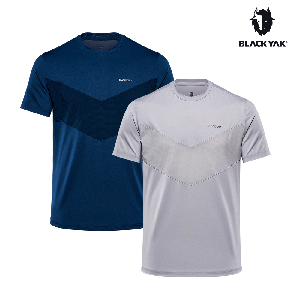 【BLACKYAK】男 MANNER短袖上衣(藍綠色/骨白)-吸濕排汗/圓領短T恤|BYCB1MC502