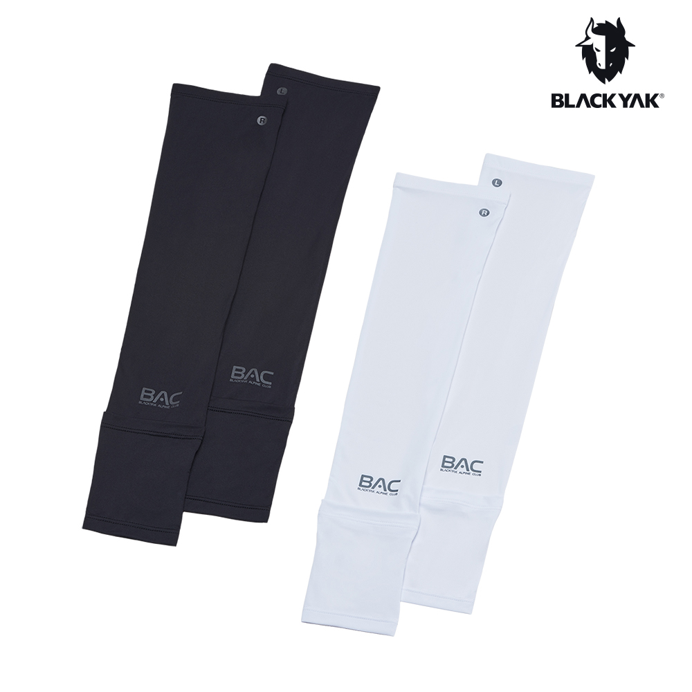 【BLACKYAK】AQUAX透氣涼感指扣式袖套(白色/黑色)-涼感尼龍材質/內側透氣|BYCB1NAM01
