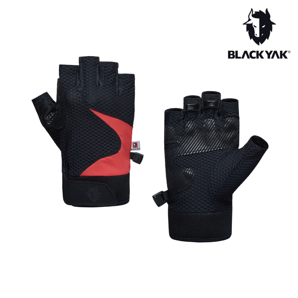 【BLACKYAK】50週年紀念款透氣半指手套(黑色)-彈性透氣網布/防滑/耐磨|BYCB1NAN02