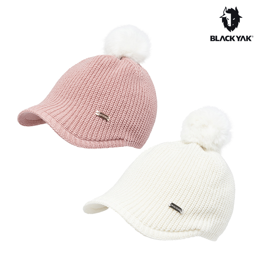 【BLACKYAK】女 針織毛球棒球帽(粉紅/象牙白)-羊毛針織保暖/棒球毛帽|BYCB2WAG01