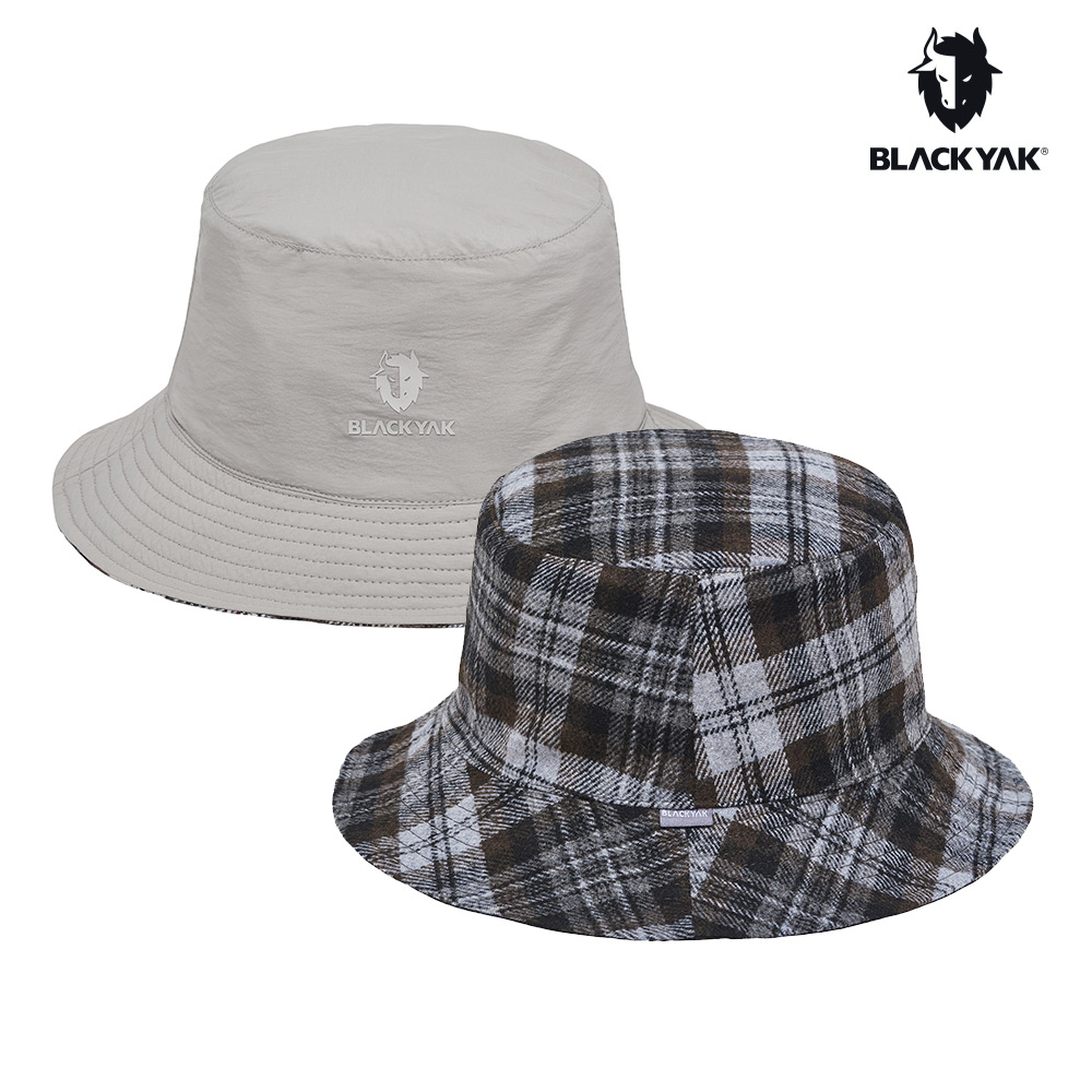 【BLACKYAK】格紋雙面戴漁夫帽(米白/黑色)-兩面漁夫帽|BYCB2NAF02