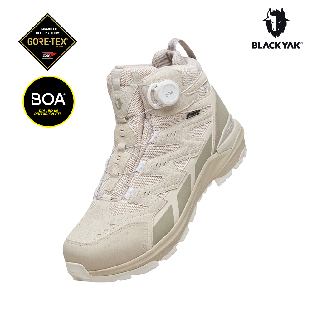 【BLACKYAK】CHALLENGER D GTX防水中筒登山鞋(沙色)-防水鞋/BOA|BYDB1NFH39