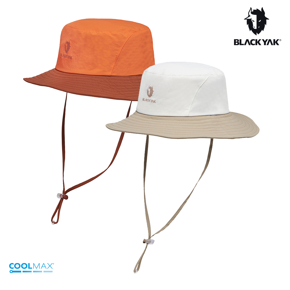 【BLACKYAK】BASIC圓盤帽(橘色/象牙白)-吸濕快乾 防風繩 遮陽帽 圓盤帽|BYDB1NAF04