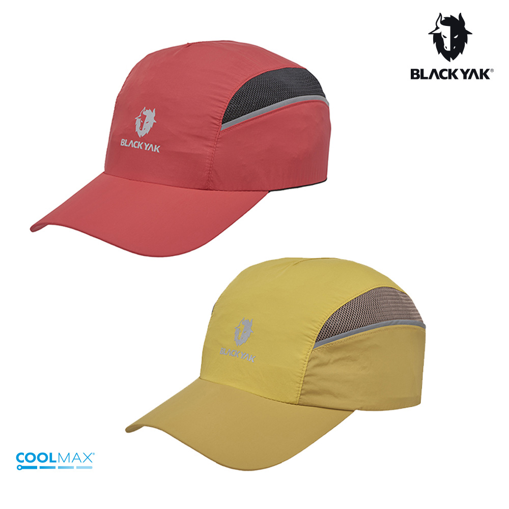 【BLACKYAK】YAK輕量摺疊跑帽(橘色/黃色)-透氣網眼 反光條 棒球帽 跑帽|BYDB1NAG01