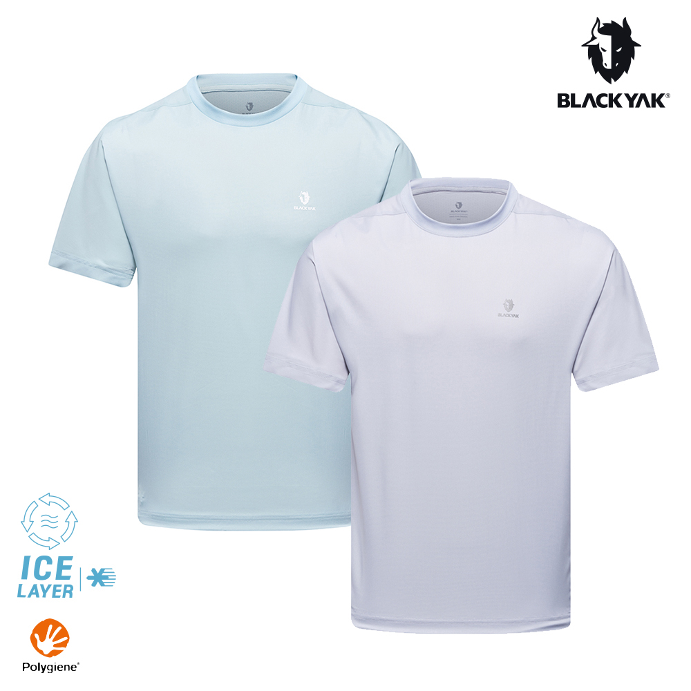 【BLACKYAK】男 ICE CIRCLE短袖上衣(薄荷綠/銀灰)-涼感 銀離子 抗菌除臭 T恤|BYDB1MC502