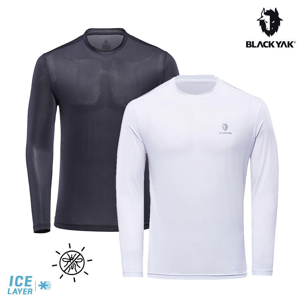 【BLACKYAK】男 ICE GUARD長袖上衣(白色/黑色)-涼感 防蚊蟲 底層衣|BYDB1MC702