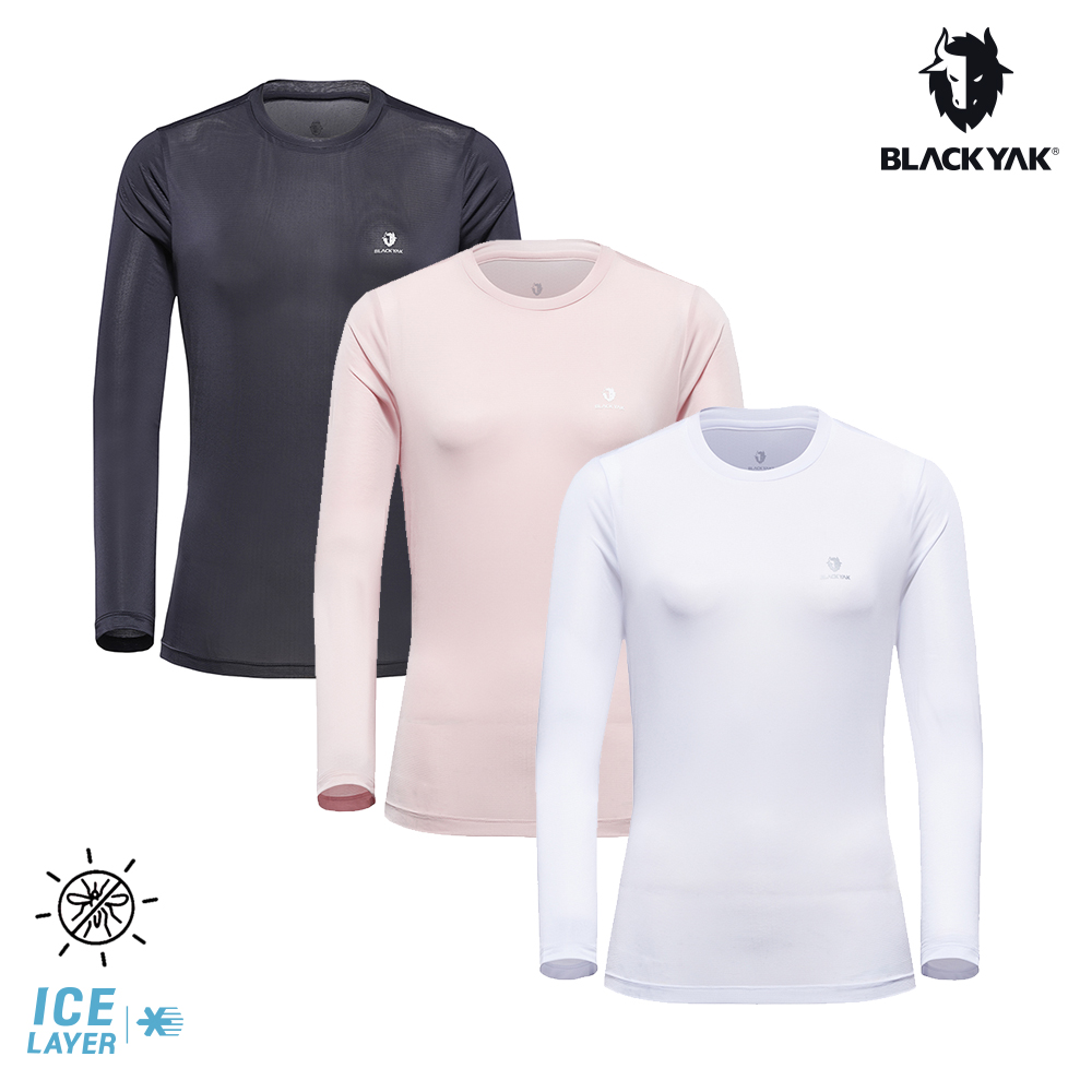 【BLACKYAK】女 ICE GUARD長袖上衣(淺粉紅/白色/黑色)-涼感 防蟲 底層衣|BYDB1WC702