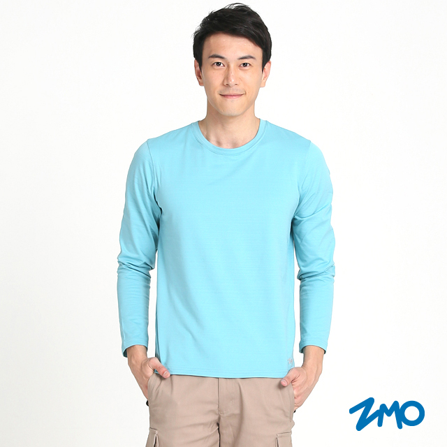 ZMO男抗菌抑臭輕暖圓領長袖衫-藍綠US441