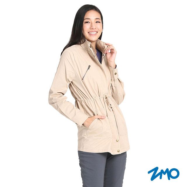 ZMO女防潑水輕薄風衣外套-卡其色JG320