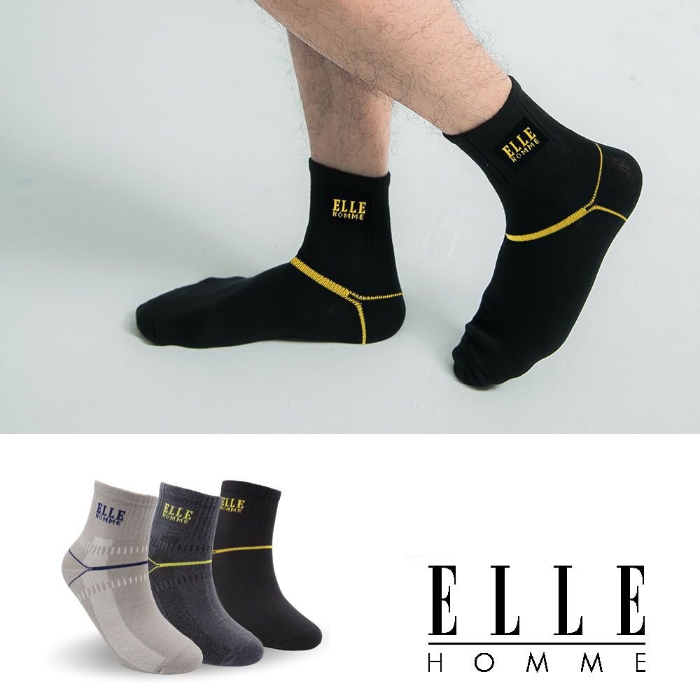 ELLE HOMME 1/2涼感休閒襪