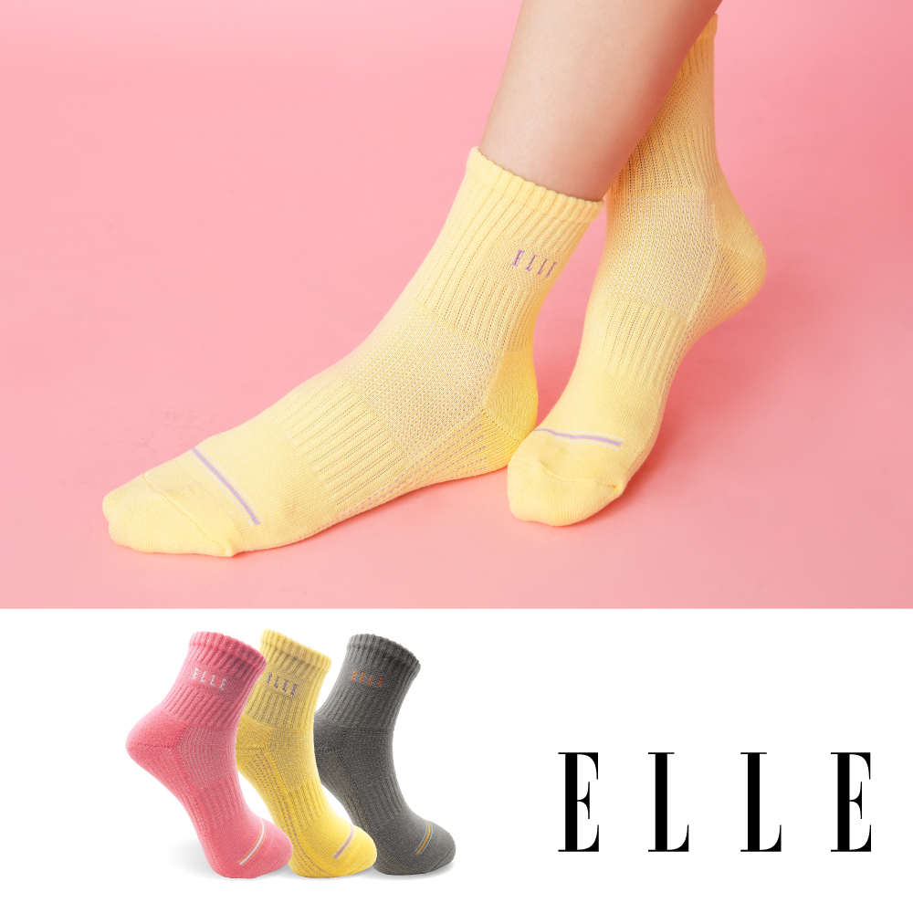 ELLE 1﹧2毛巾底透氣運動襪