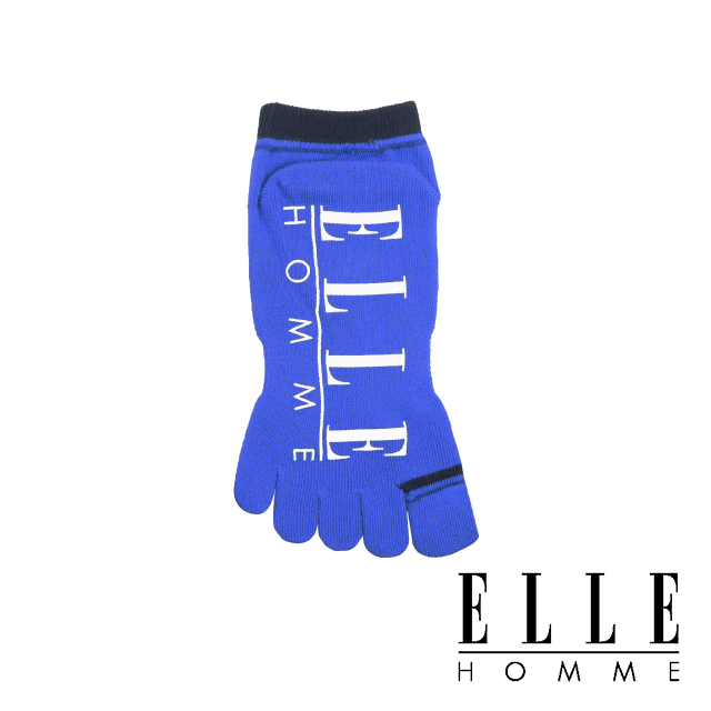 ELLE HOMME 1﹧4簡約止滑五趾男襪-藍