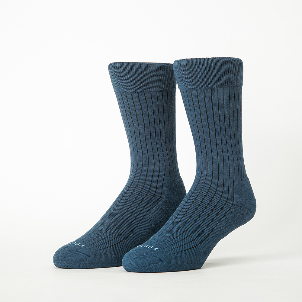 【Footer除臭襪】微分子氣墊紳士雅痞長薄襪-男款T52-藍