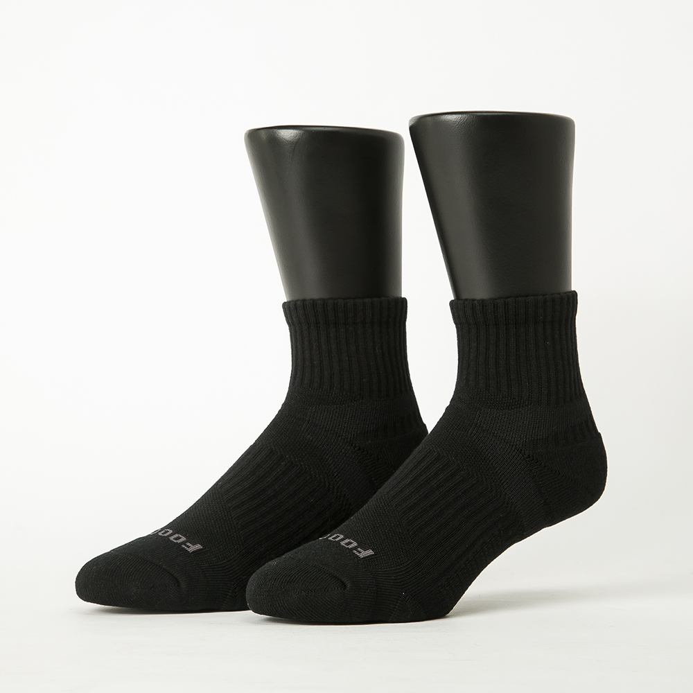 【Footer除臭襪】輕壓力單色足弓襪-男款T97L-黑