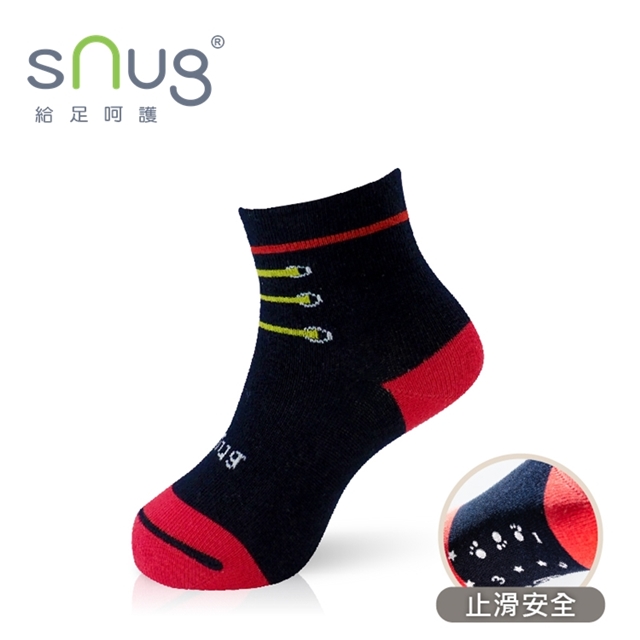 【sNug 給足呵護】健康童襪(止滑)-鞋帶紅