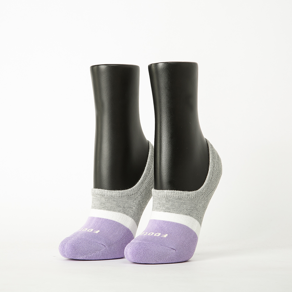 【Footer除臭襪】雙色派對船短隱形襪-女款(Q220-紫頭)