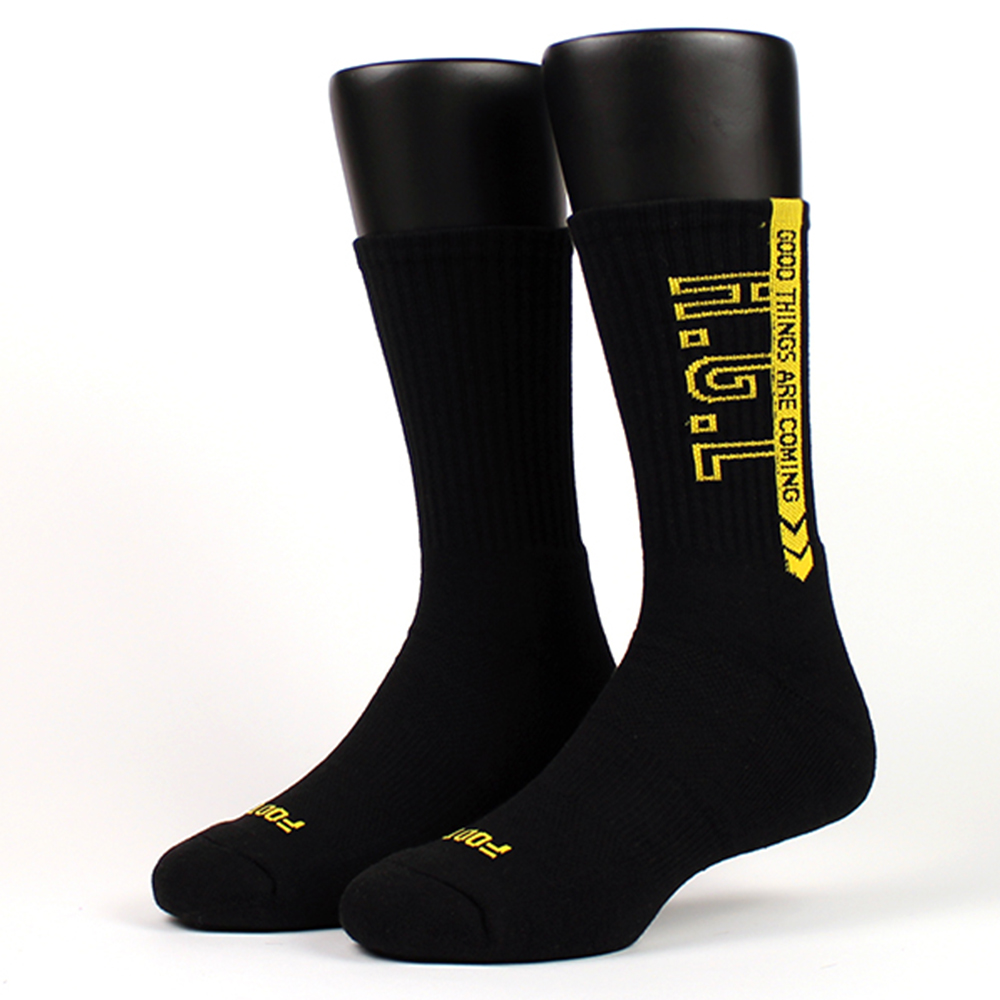 【Footer除臭襪】H.G.L螢光運動氣墊襪-男款(K215-黑)