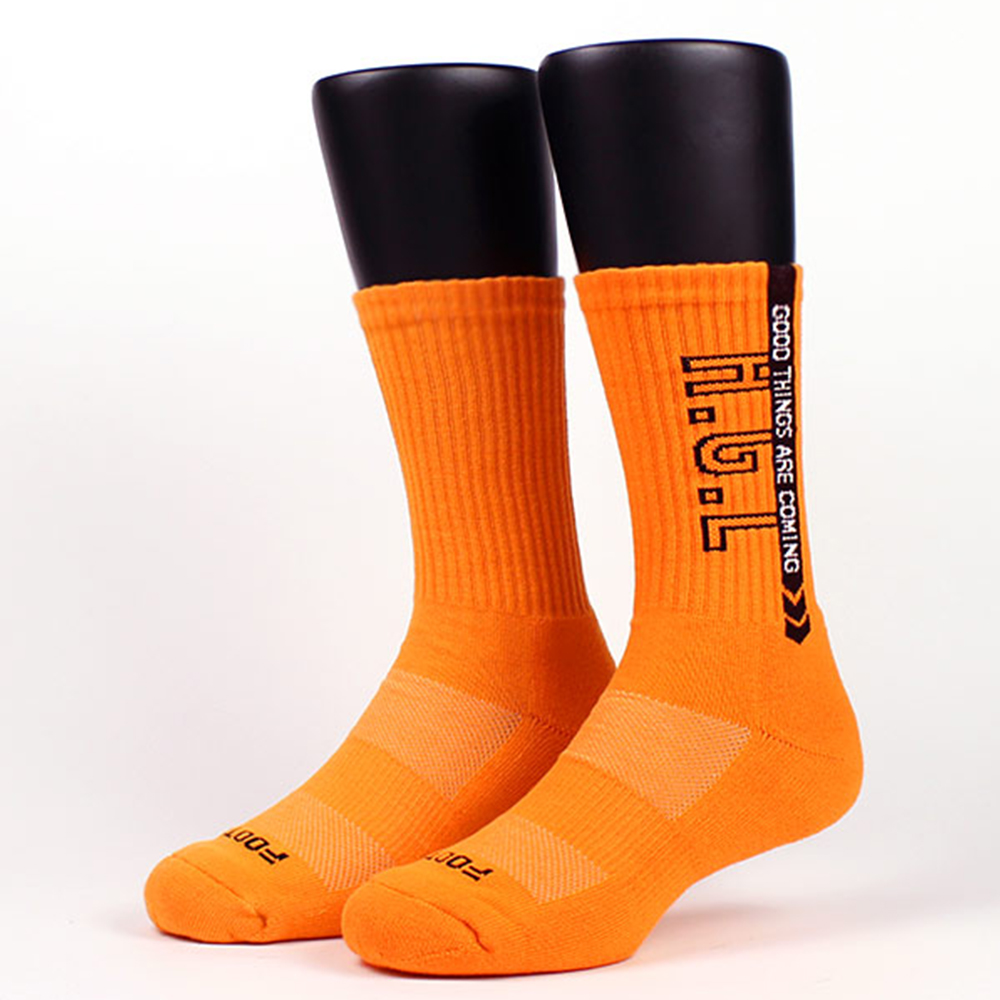 【Footer除臭襪】H.G.L螢光運動氣墊襪-男款(K215-橘)