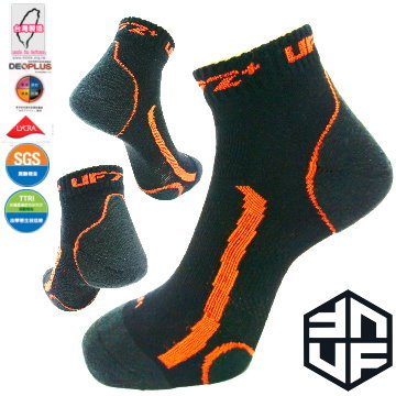 [UF72+除臭全功能壓力運動襪/黑螢橘(20~24)女生 UF-900-3/單入