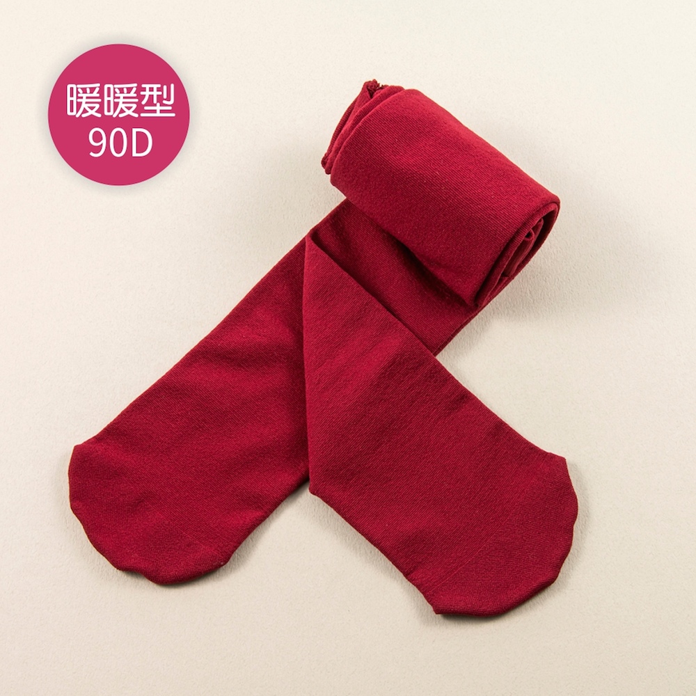【公主童襪】90D秋冬溫暖紅色超細纖維兒童褲襪