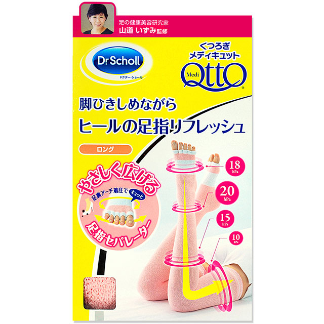 日本Qtto-Scholl睡眠機能大腿露指襪（粉紅泡泡舒壓五指款）
