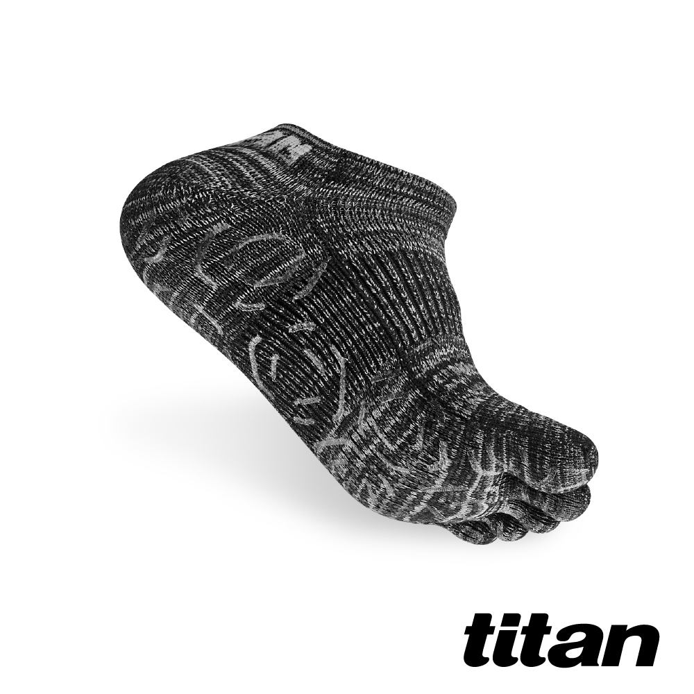 【titan】五趾功能訓練踝襪_麻花黑