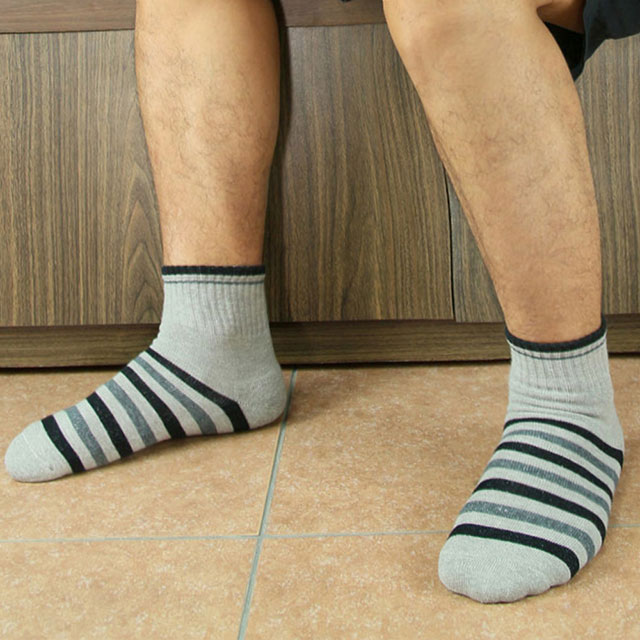 【源之氣】竹炭條紋短統休閒運動襪/男 6雙組 RM-30006