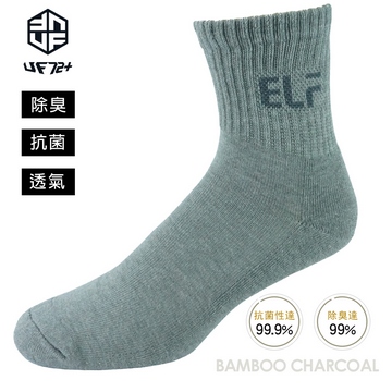 [UF72 elf除臭竹炭短統氣墊襪UF5814-灰色24-26
