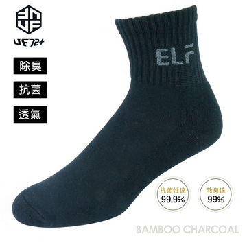 [UF72 elf除臭竹炭短統氣墊襪UF5814-黑色24-26