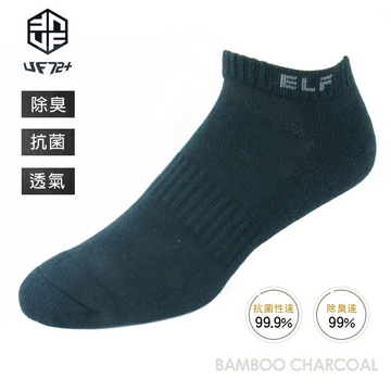 [UF72 elf除臭竹炭足弓增厚氣墊船襪UF5811-黑色24-26