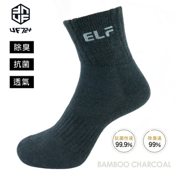 [UF72 elf除臭竹炭足弓加壓氣墊運動襪UF5813-深灰24-26