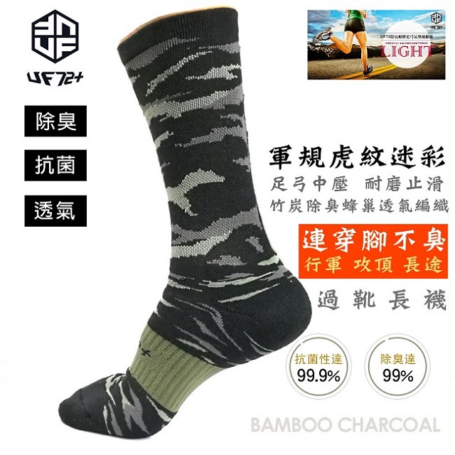 [UF72(三入組)3D消臭動能氣墊迷彩襪UF958-1-1(男)24-28