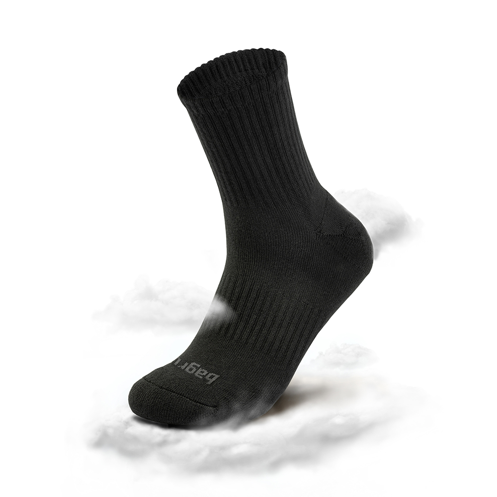 輕加壓氣墊機能除臭襪-長-黑L(HA001A)