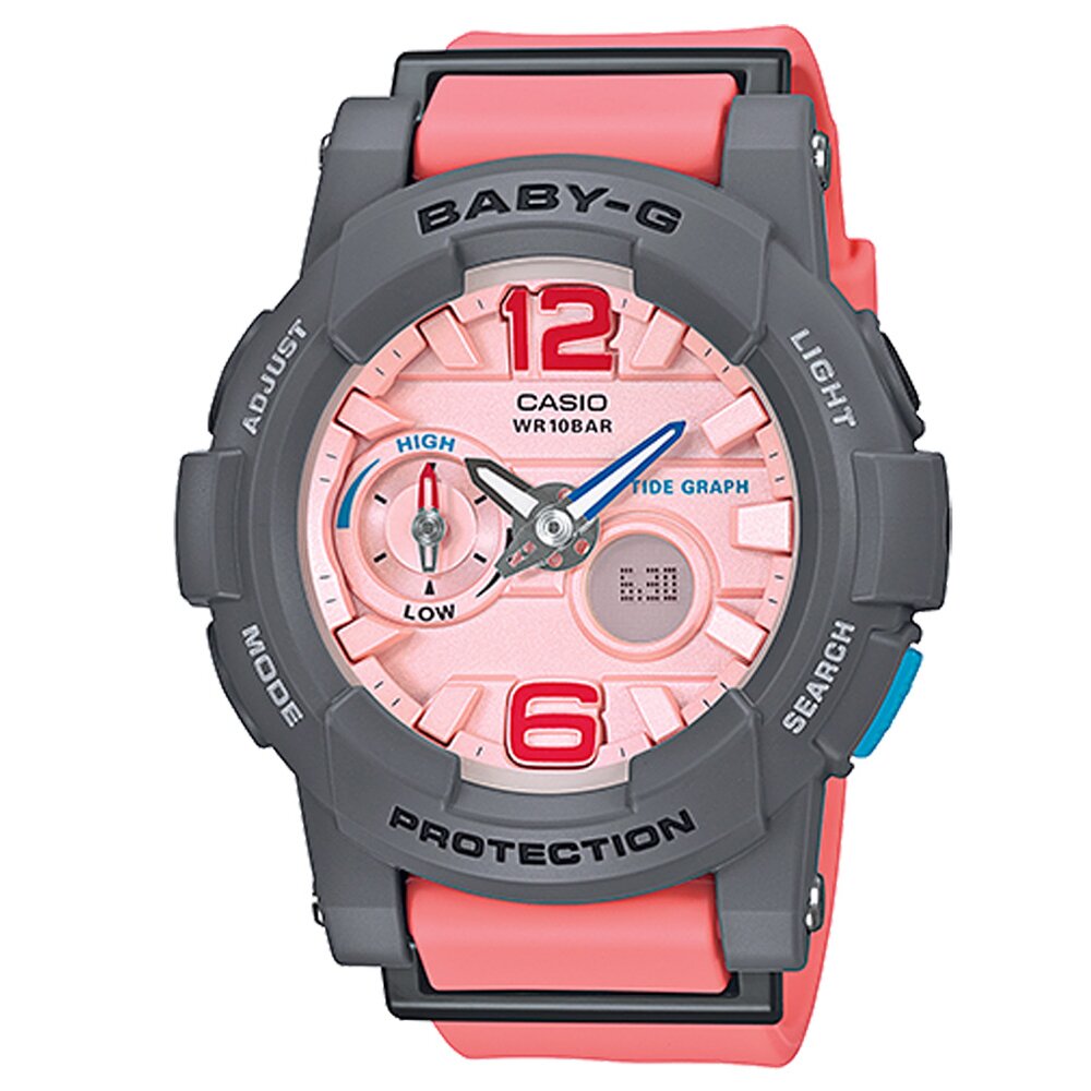 CASIO BABY-G 衝浪滑板極限運動數位錶(粉橘)BGA-180-4B2