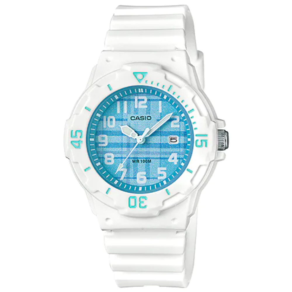 【CASIO】 俏麗潛水風格概念休閒錶-格紋x藍(LRW-200H-2C)