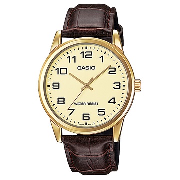 【CASIO】復古時尚簡約指針紳士腕錶-黃面(MTP-V001GL-9B)