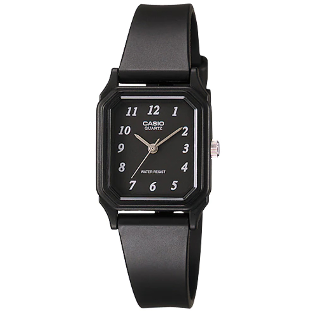 【CASIO】簡潔超薄方型錶-數字黑面 (LQ-142-1B)