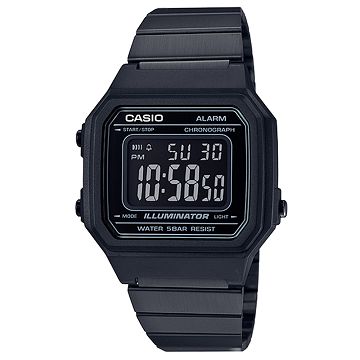 【CASIO】時尚復古文青風大型數字不鏽鋼錶-黑(B-650WB-1B)