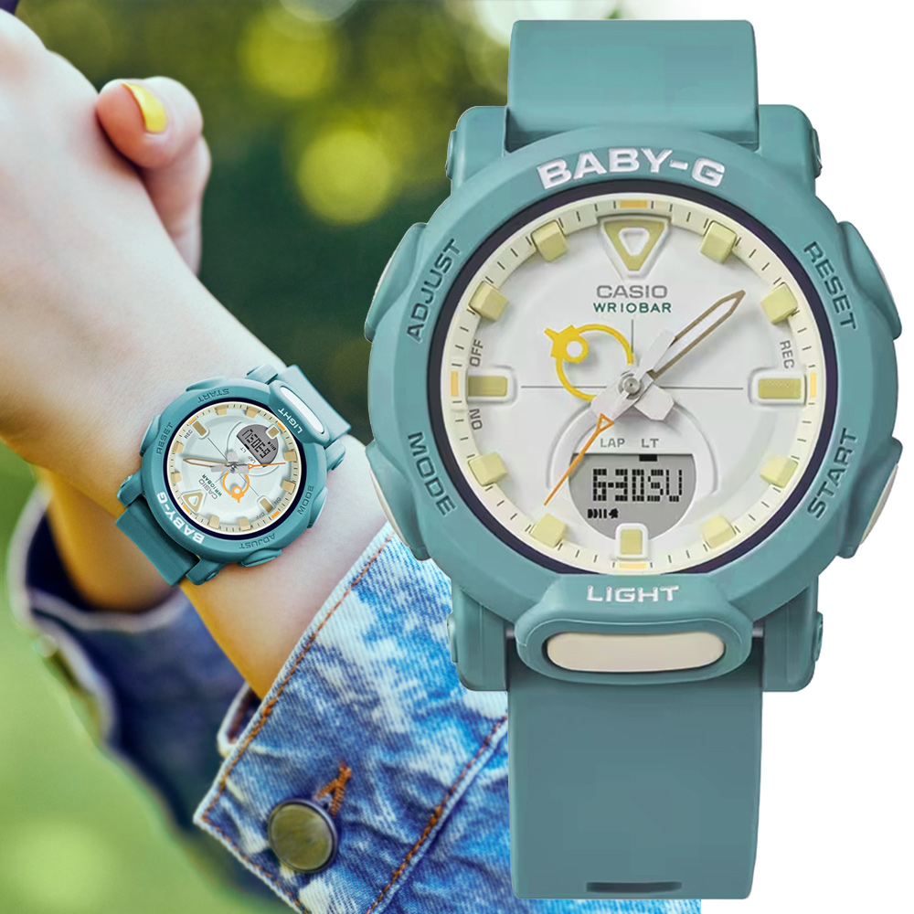 CASIO 卡西歐 BABY-G 復古懷舊時尚 露營燈造型時針雙顯錶-深綠(BGA-310RP-3A)