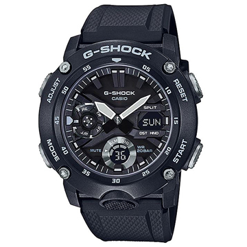 【CASIO】G-SHOCK 碳纖維核心防護設計潮流休閒錶-率性黑(GA-2000S-1A)