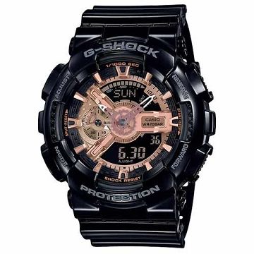 【CASIO】G-SHOCK 亮面光澤感玫瑰金系列雙顯錶(GA-110MMC-1A)