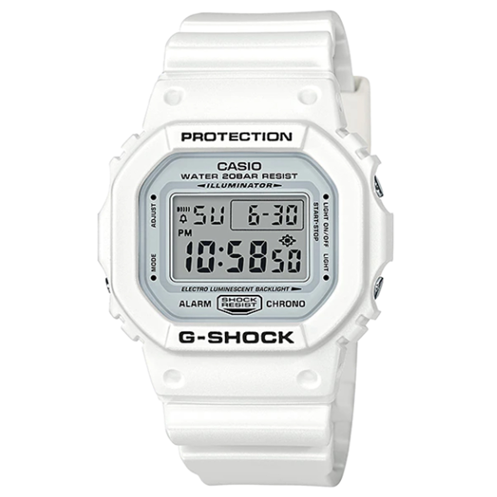 【CASIO】G-SHOCK 經典造型霧面感數位休閒錶-白(DW-5600MW-7)