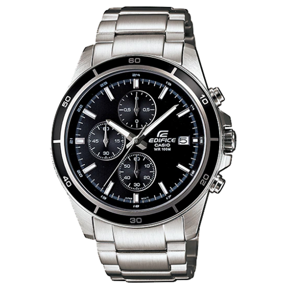 CASIO EDIFICE系列經典內斂三眼賽車腕錶(黑面) EFR-526D-1A