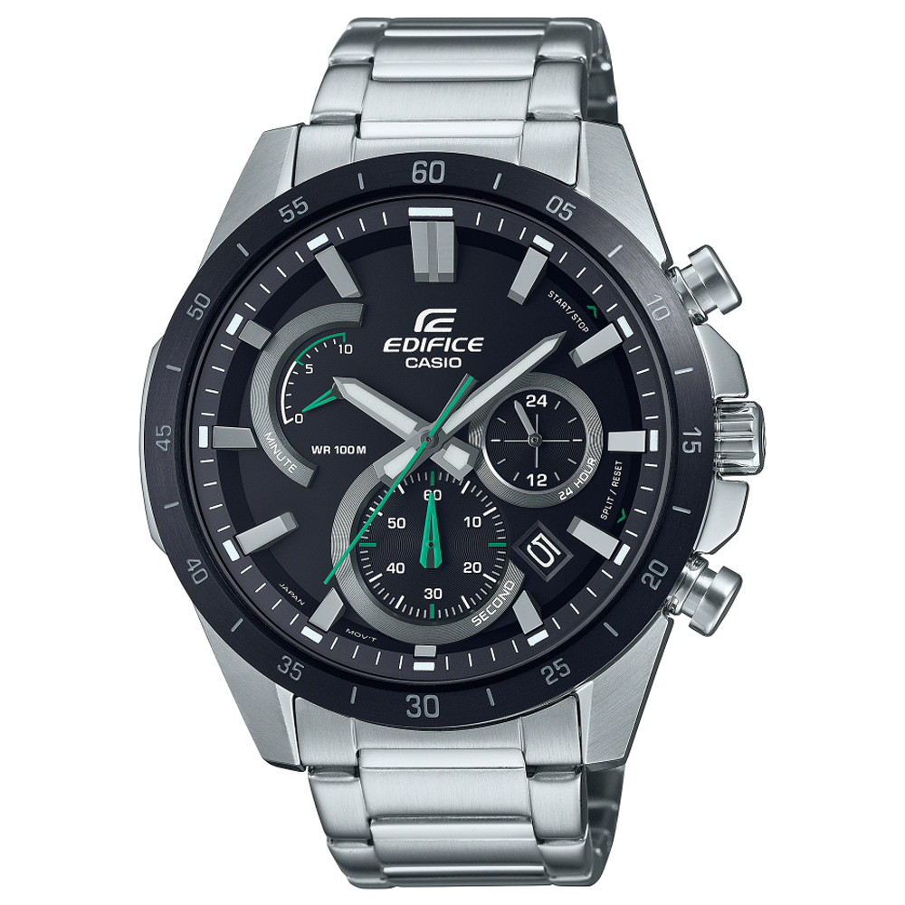 【CASIO】EDIFICE 簡約三針三眼運動感時尚腕錶-銀X黑(EFR-573DB-1A)