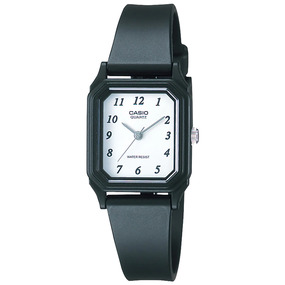 【CASIO】簡潔超薄方型錶-數字白面 (LQ-142-7B)
