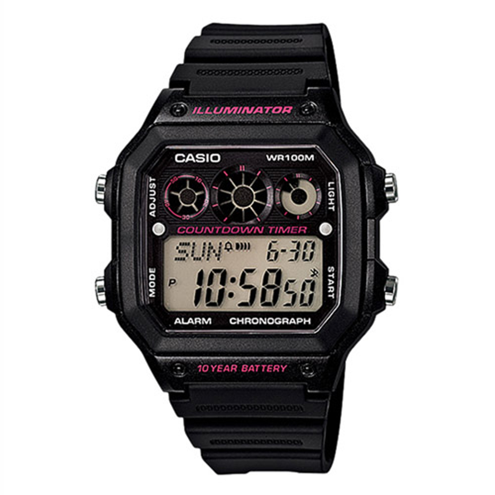 CASIO 10年電力數位腕錶 AE-1300WH-1A2